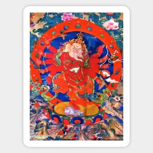 Red Jhambala Tibetan Buddhist Thangka Art Sticker